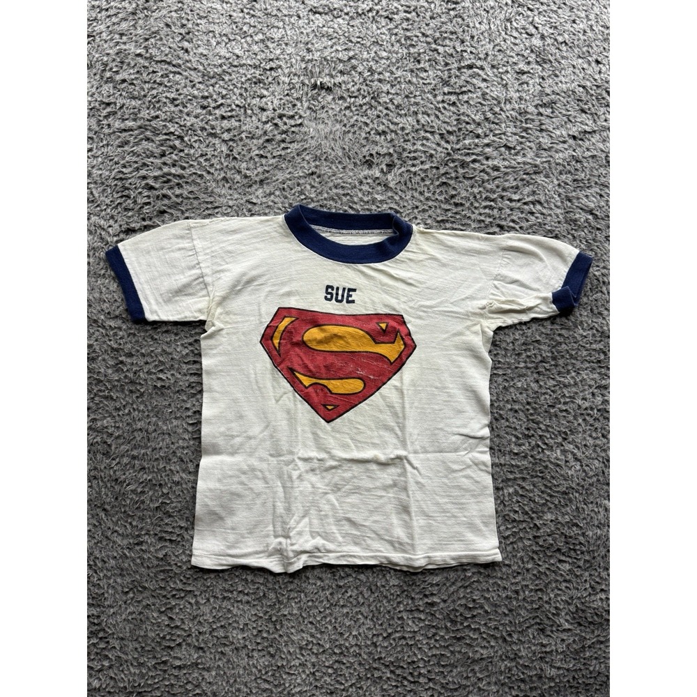 Vintage 1960's 1970's Superman "Sue" Tshirt in White XS/S‎